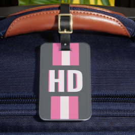 White and Pink striped Shadow Monogram bridesmaid Bagagebricka