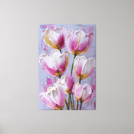 White and Pink Tulip Texture Abstract Wall Art Canvastryck