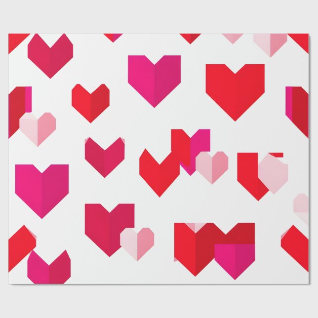 White and Read Origami Style Valentine Wrapping  Presentpapper (Platt)