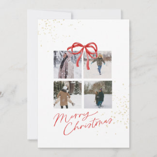 White and Red Aesthetic Family Christmas Card Spara Datumet