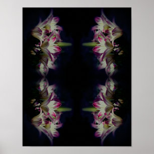 White and Red Lily Flowers Abstrakt Poster