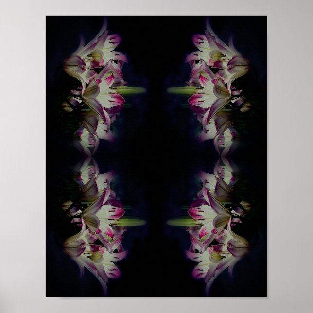 White and Red Lily Flowers Abstrakt Poster (Framsidan)