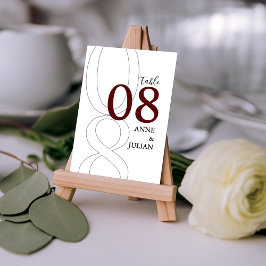 White and Red Modern Wedding Table Number Card  Bordsnummer