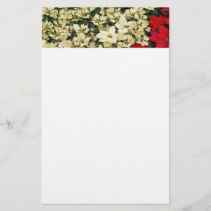 White and Red Poinsettias I Helgdag Blommigt Brevpapper