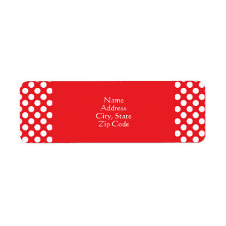 White and Red Polka Dot Returadress Etikett