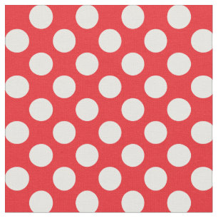 White and Red Polka Dot Tyg