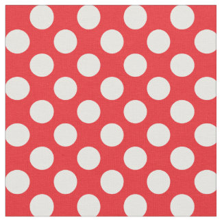White and Red Polka Dot Tyg