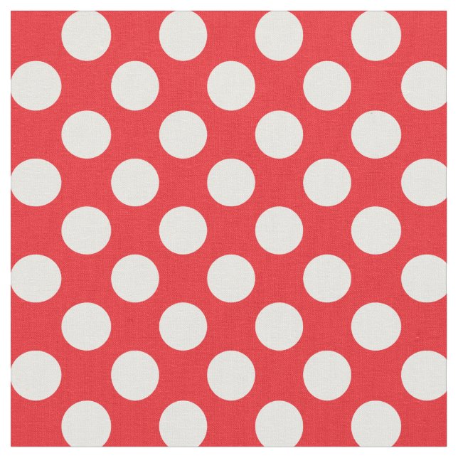 White and Red Polka Dot Tyg (Närbild)