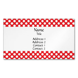 White and Red Polka Dot Visitkortmagnet