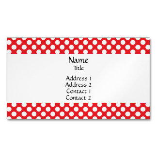White and Red Polka Dot Visitkortmagnet