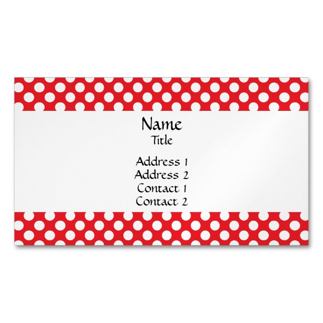 White and Red Polka Dot Visitkortmagnet (Framsida)