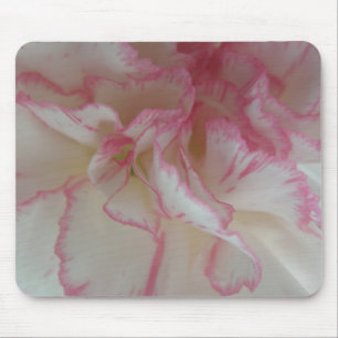 White and Rosa Carnation Mousepad Musmatta