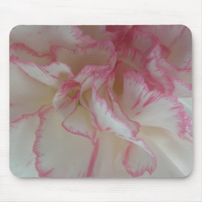 White and Rosa Carnation Mousepad Musmatta (Framsidan)