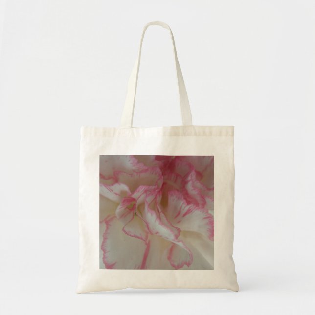 White and Rosa Carnation Tote Bag Tygkasse (Framsidan)