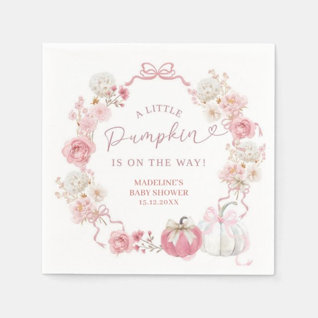 White and Rosa Little Pumpkin Papper Napkins Pappersservett (Framsidan)