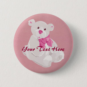 White and Rosa Teddy Button Knapp