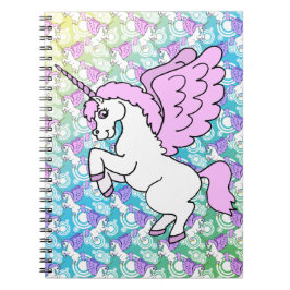 White and Rosa Unicorn Anteckningsbok Med Spiral