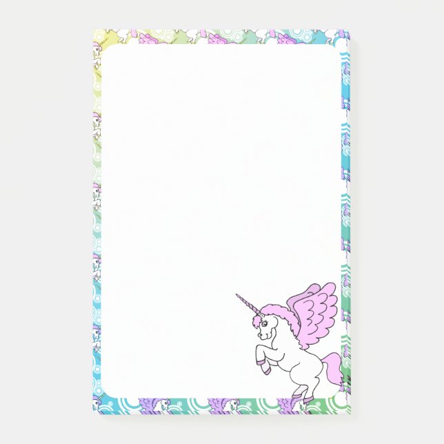 White and Rosa Unicorn Post-it Block (Framsida)