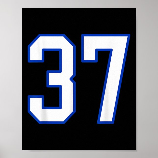 White and Royal Blue Number 37 Jersey Player Unifo Poster (Framsidan)