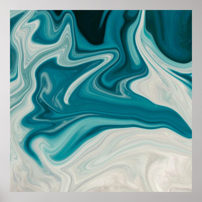 White and teal abstract painting poster (Framsidan)