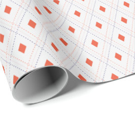 White and Terracotta Argyle Gift Wrap Presentpapper
