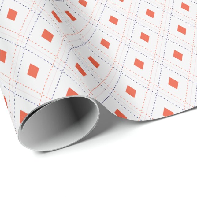 White and Terracotta Argyle Gift Wrap Presentpapper (Rullad Hörn)