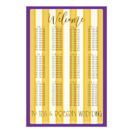 White and Yellow Stripes & Purple Trim Fototryck