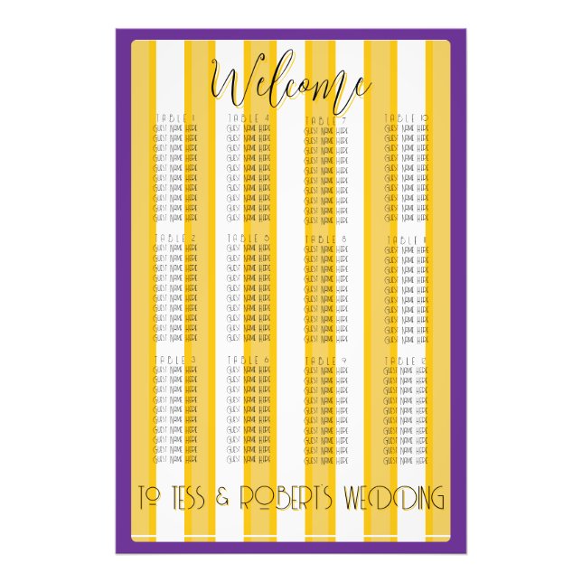 White and Yellow Stripes & Purple Trim  Fototryck (Framsidan)