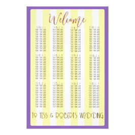 White and Yellow Stripes & Purple Trim Fototryck