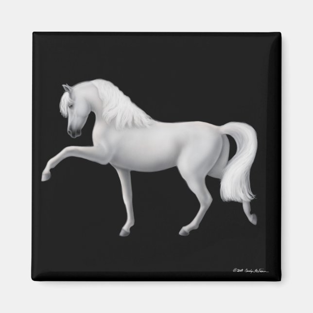 White Andalusian Horse Magnet (Framsidan)