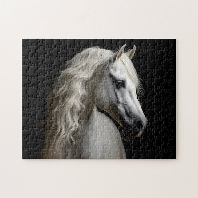 White Andalusien Stallion Pussel (Horisontell)