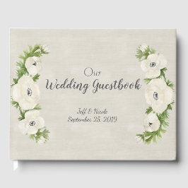 White Anemone Blommigt Bröllop Gästböcker