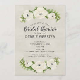 White Anemone Blommigt Bröllop Möhippa Inbjudningar