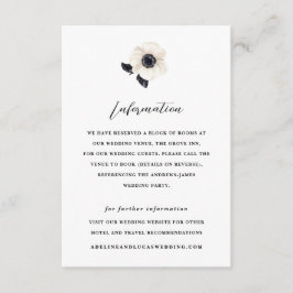 White Anemone Flower Hotel Information Bröllop Tilläggskort