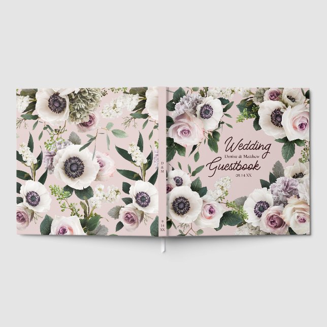 White Anemone on Mauve Chalk Gästböcker (Full)