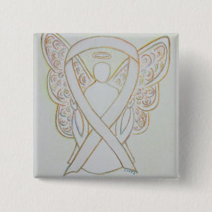 White Angel Awareness Ribbon Anpassningsbar Art St Knapp