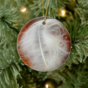 White Angel Feather Julgransprydnad Keramik