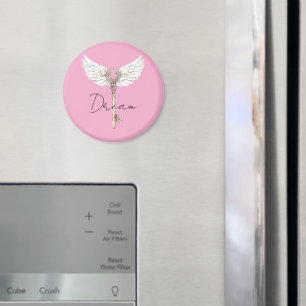 White Angel Feathers Nyckel Magnet