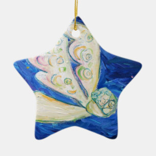White Angel och Baby Helgdag Gift Ornaments Julgransprydnad Keramik