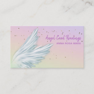 *~* White Angel Vinge Starry Rainbow Pastel Visitkort