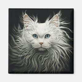 White Angora Cat Magnet