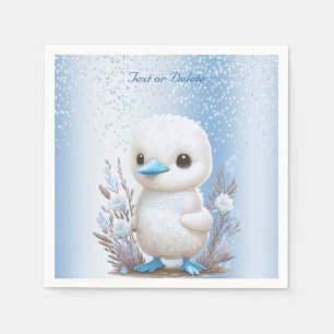 White Anka Blue Blommigt Napkins Pappersservett