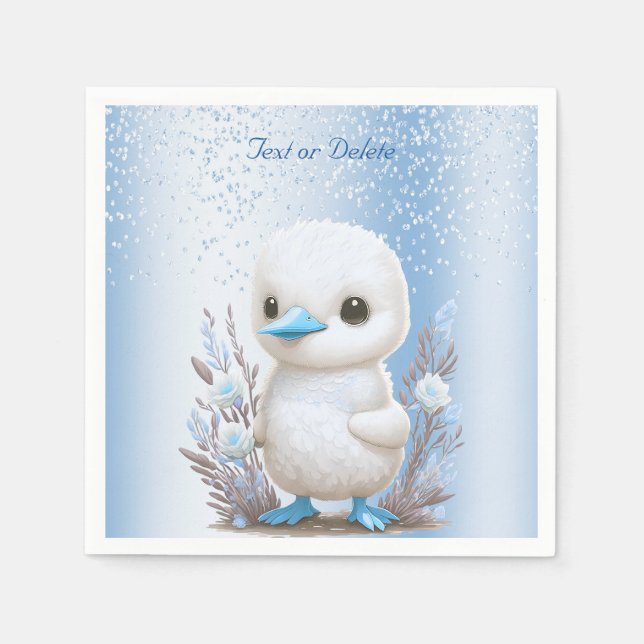 White Anka Blue Blommigt Napkins Pappersservett (Framsidan)