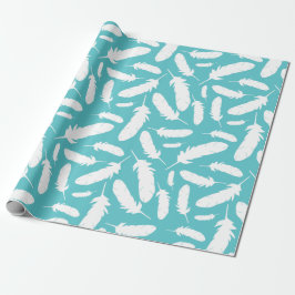 White Anka Feathers Teal Patterned Presentpapper