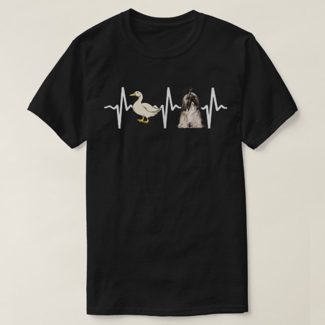 White Anka Lhasa Apsos Heartslag Hund älskare  T Shirt (Design framsida)
