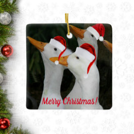 White Anka Wearing Santa Hats Helgdag Julgransprydnad Keramik