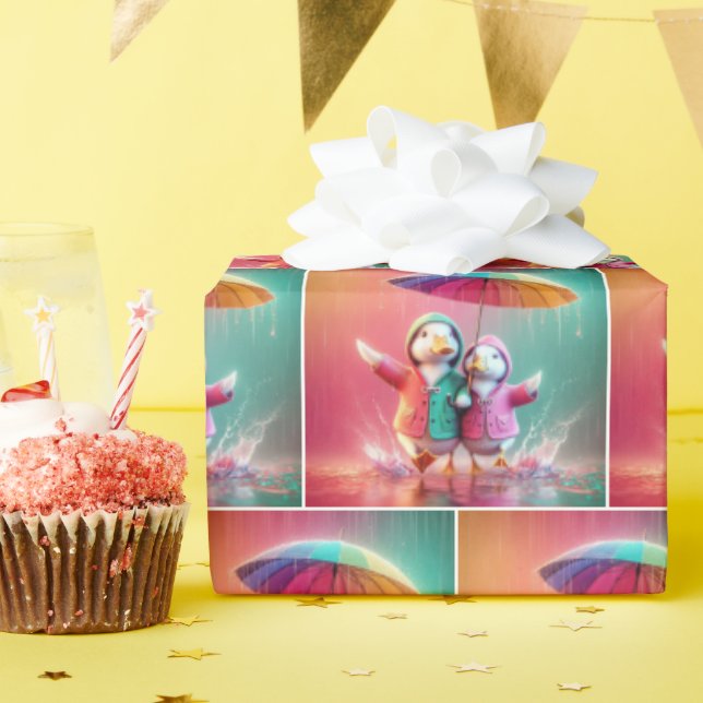 White Ankor som går in i regnet Presentpapper (Födelsedagsfest)