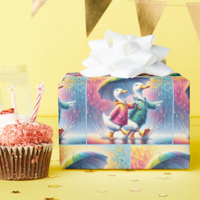 White Ankor som går in i regnet Presentpapper (Födelsedagsfest)