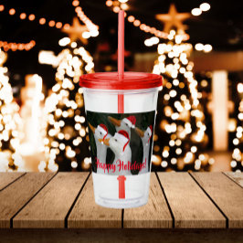 White Ankor Wearing Red Santa Hats Helgdag Take Away Mugg