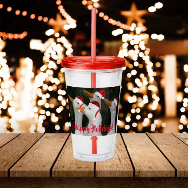 White Ankor Wearing Red Santa Hats Helgdag Take Away Mugg (In Situ Holidays)